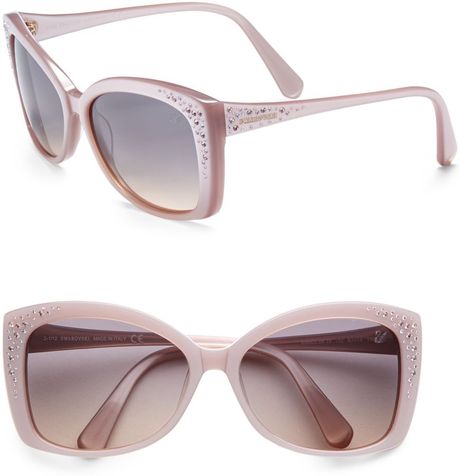 Swarovski Crystal Studded Squared Catseye Acetate Sunglasses in Purple ...