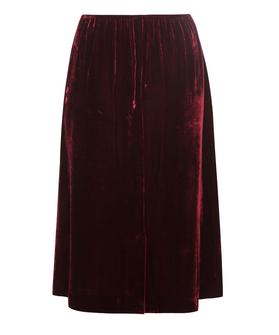 Masscob Red Moulin Gathered Velvet Midi Skirt in Red | Lyst