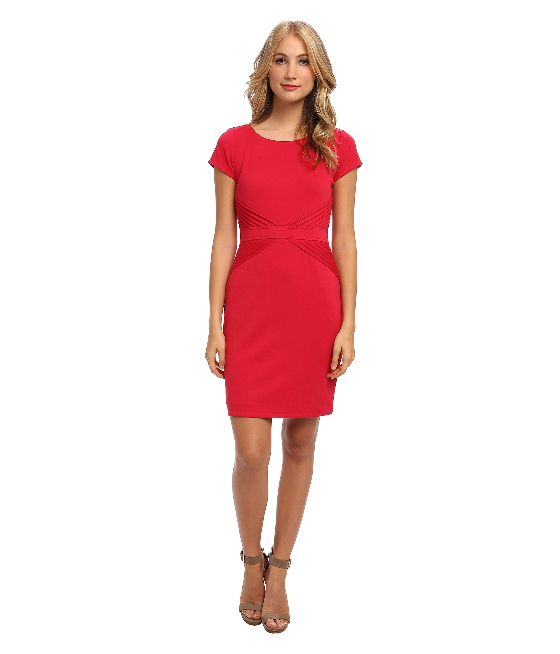 Ellen tracy Ponte T-shirt Dress in Red (Amaryllis) | Lyst