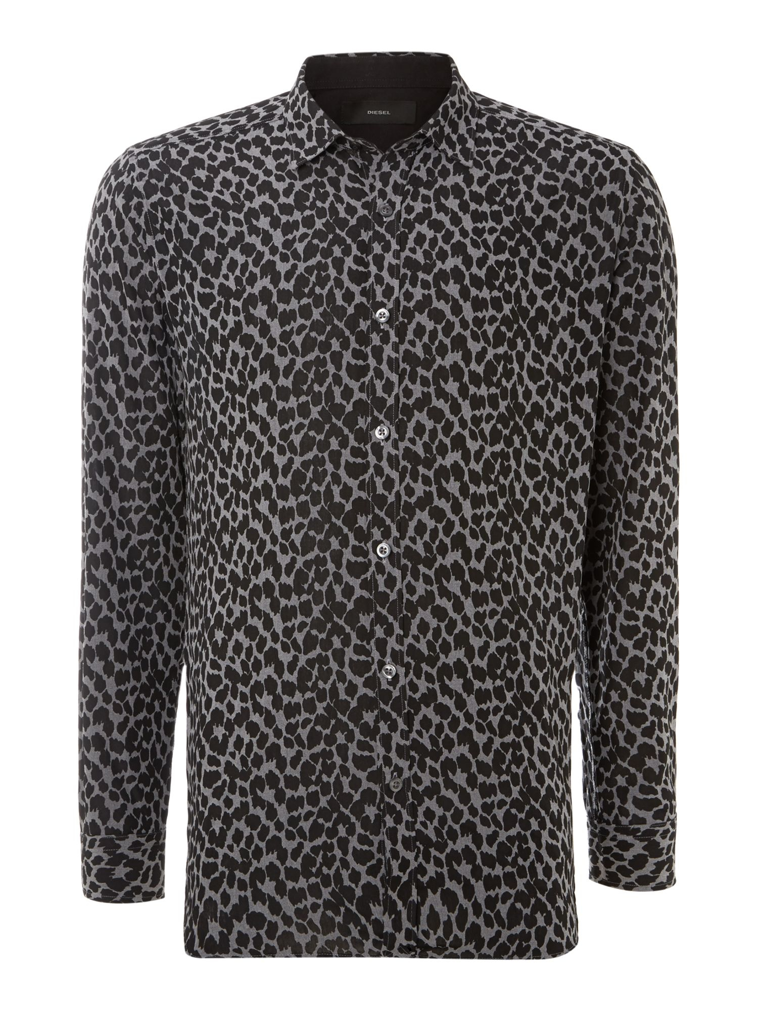 Diesel Leopard Print Long Sleeve Shirt in Gray for Men | Lyst