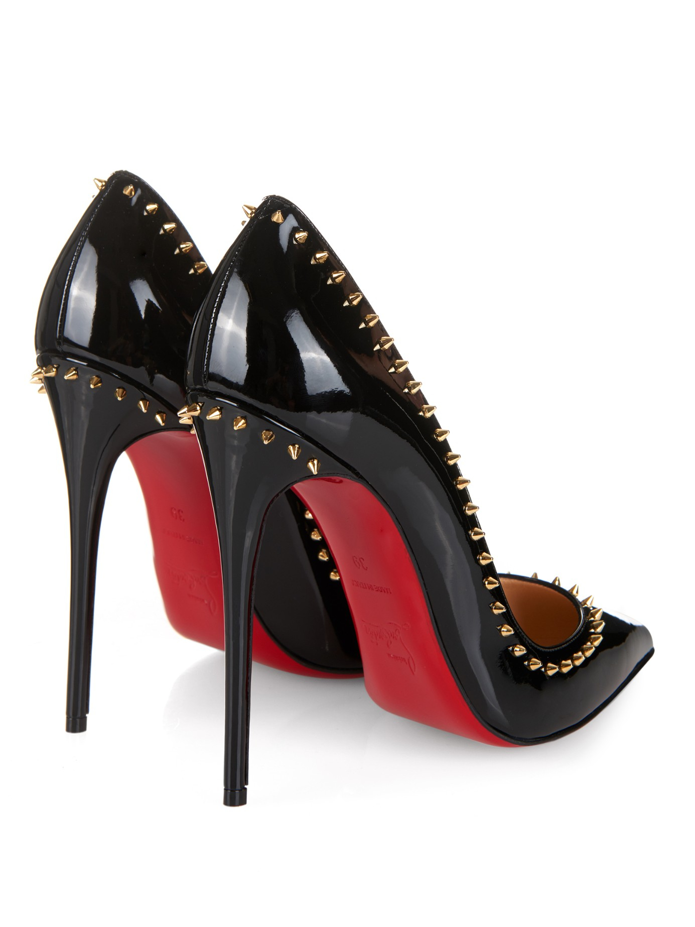 Lyst - Christian Louboutin Anjalina Studded Patent Leather Pumps in Black