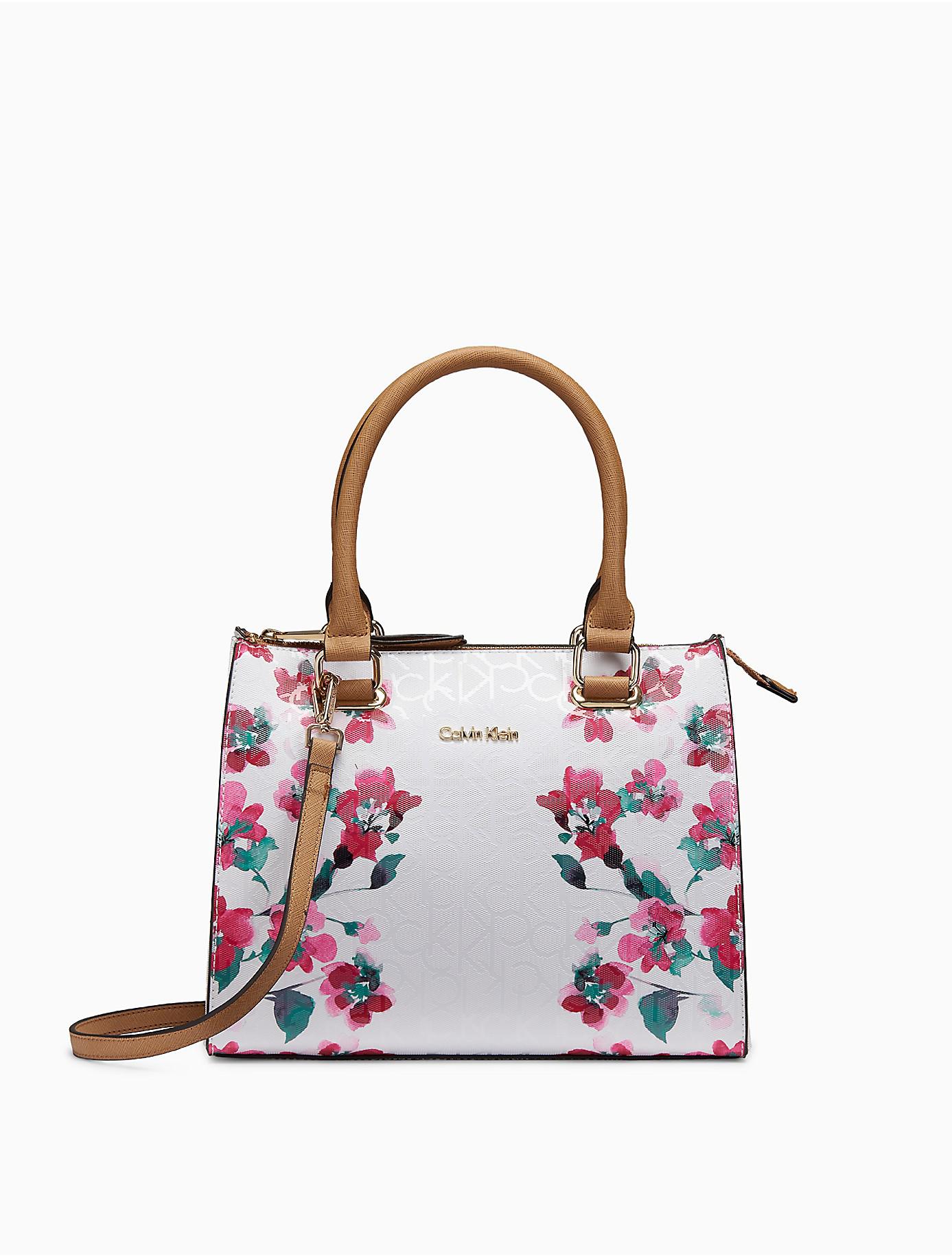 Lyst Calvin Klein 205w39nyc Monogram Fl Small Satchel In White Gallery