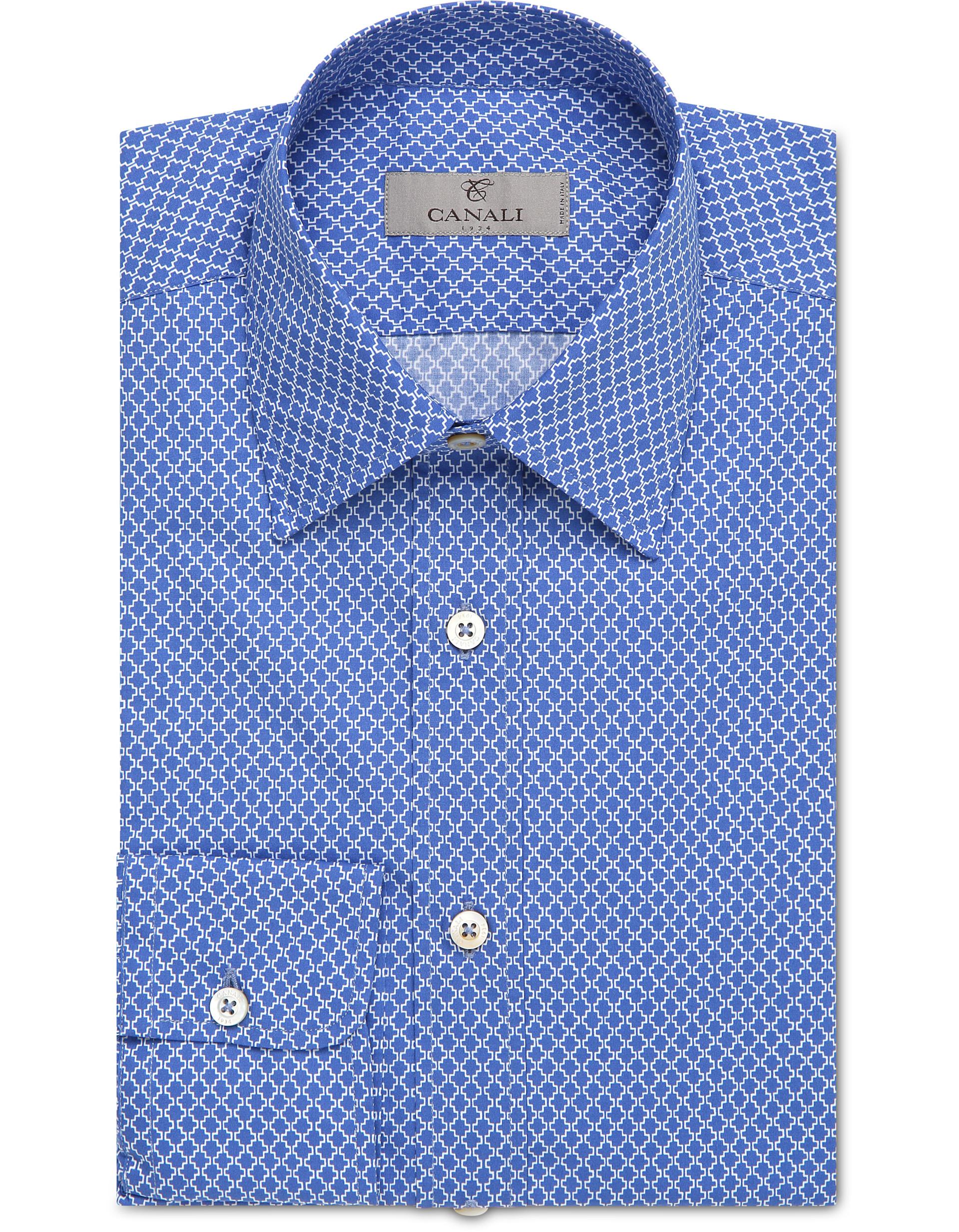 Lyst - Canali Cornflower Blue Cotton Casual Shirt With Ornamental Motif ...