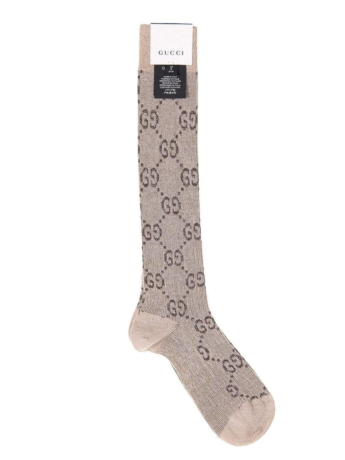 Gucci Beige Lurex Sock With Gg Pattern in Natural Lyst