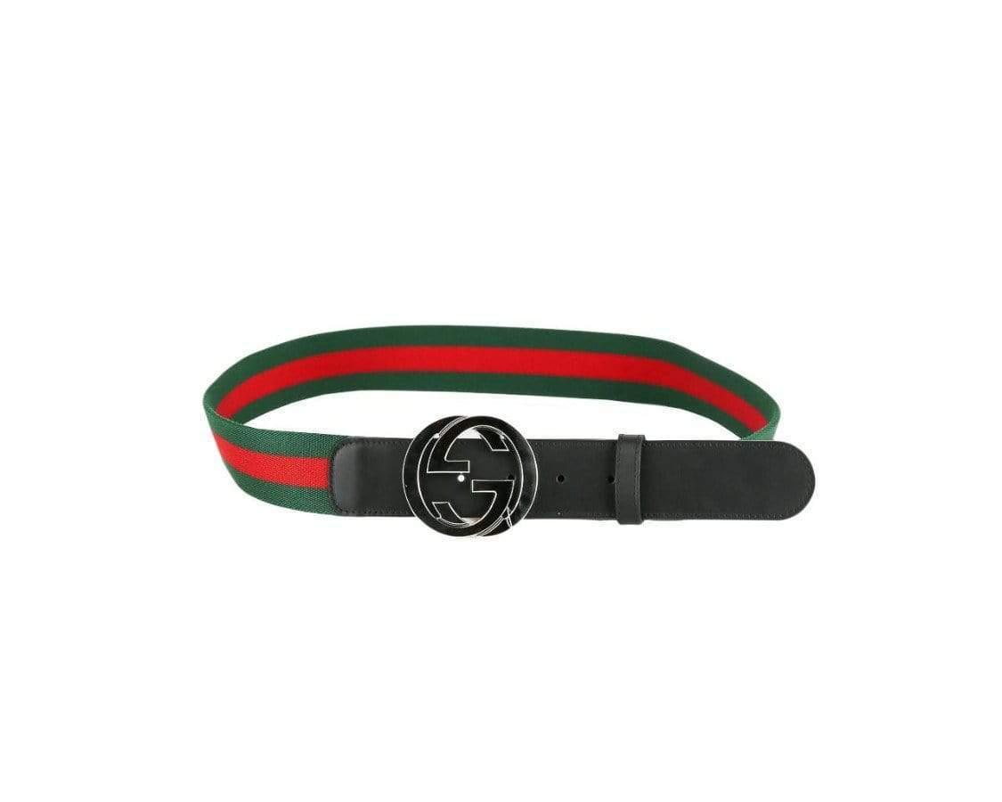Gucci Leather Red And Green Web Belt in Black for Men - Lyst