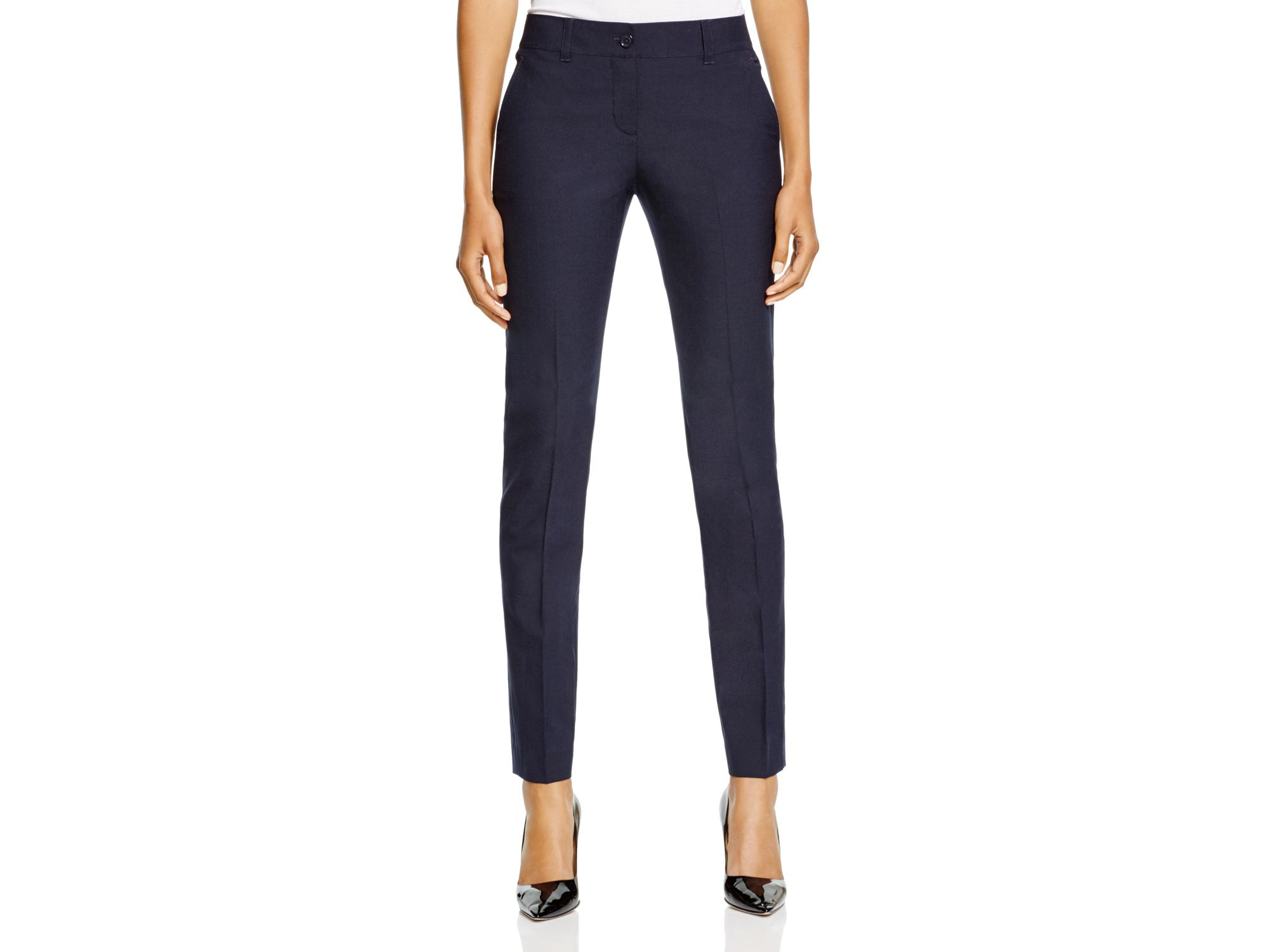 lyst tory burch eliza stretch wool skinny pants in blue lyst tory burch eliza stretch wool skinny pants in blue