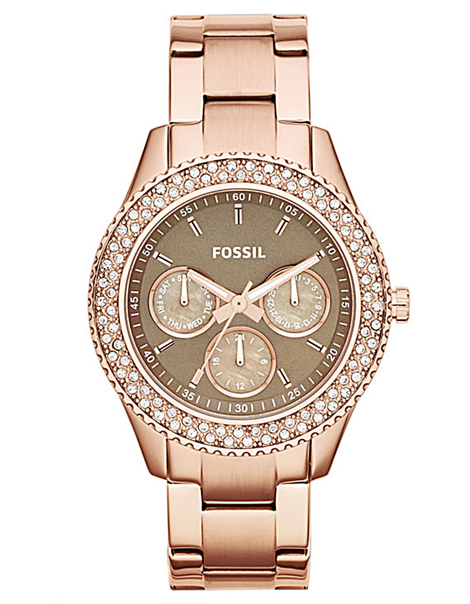 Fossil Ladies Stella Rose Gold-tone Bracelet Watch in Pink | Lyst