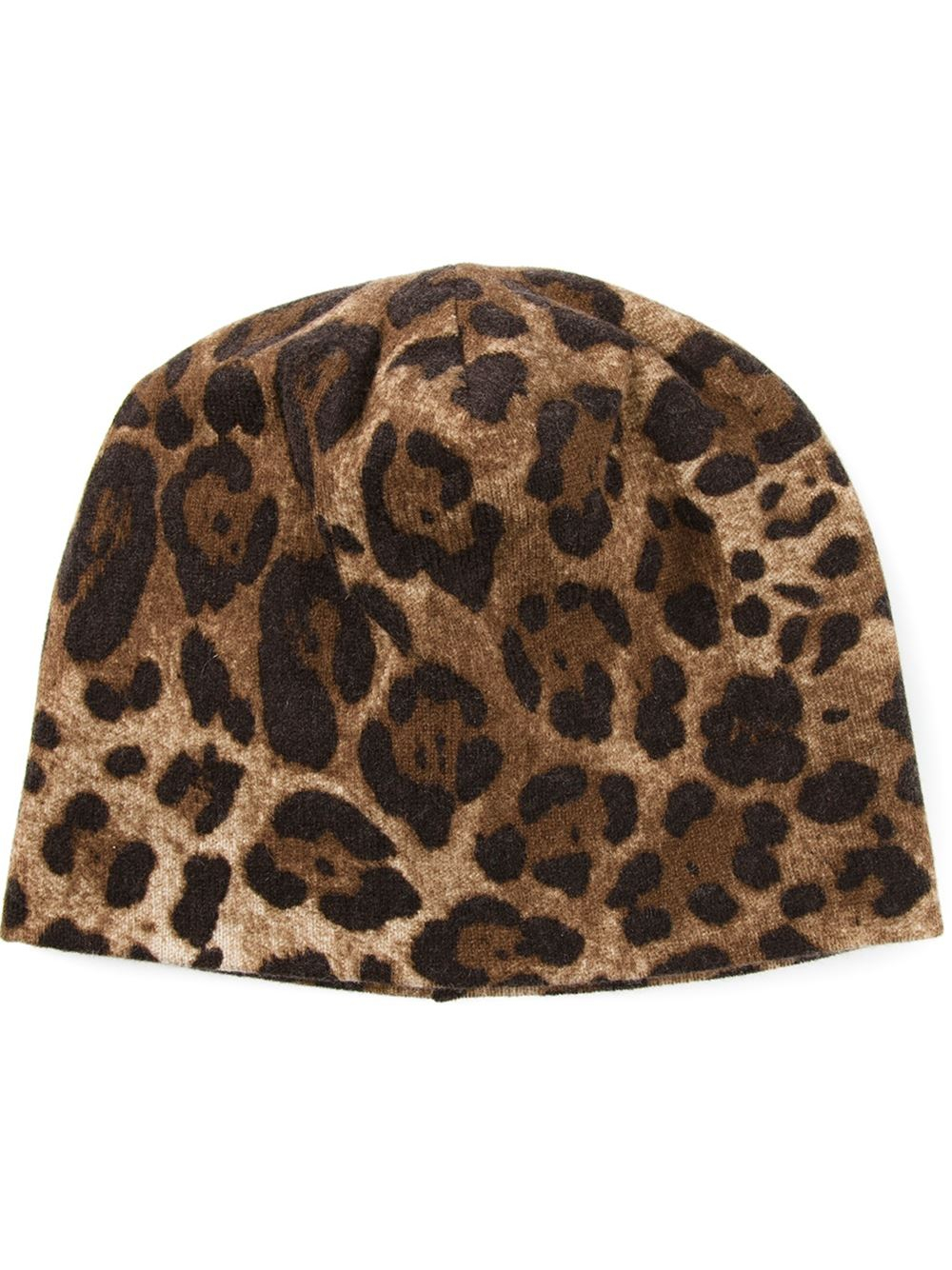 Lyst - Dolce & Gabbana Leopard Print Beanie Hat in Brown
