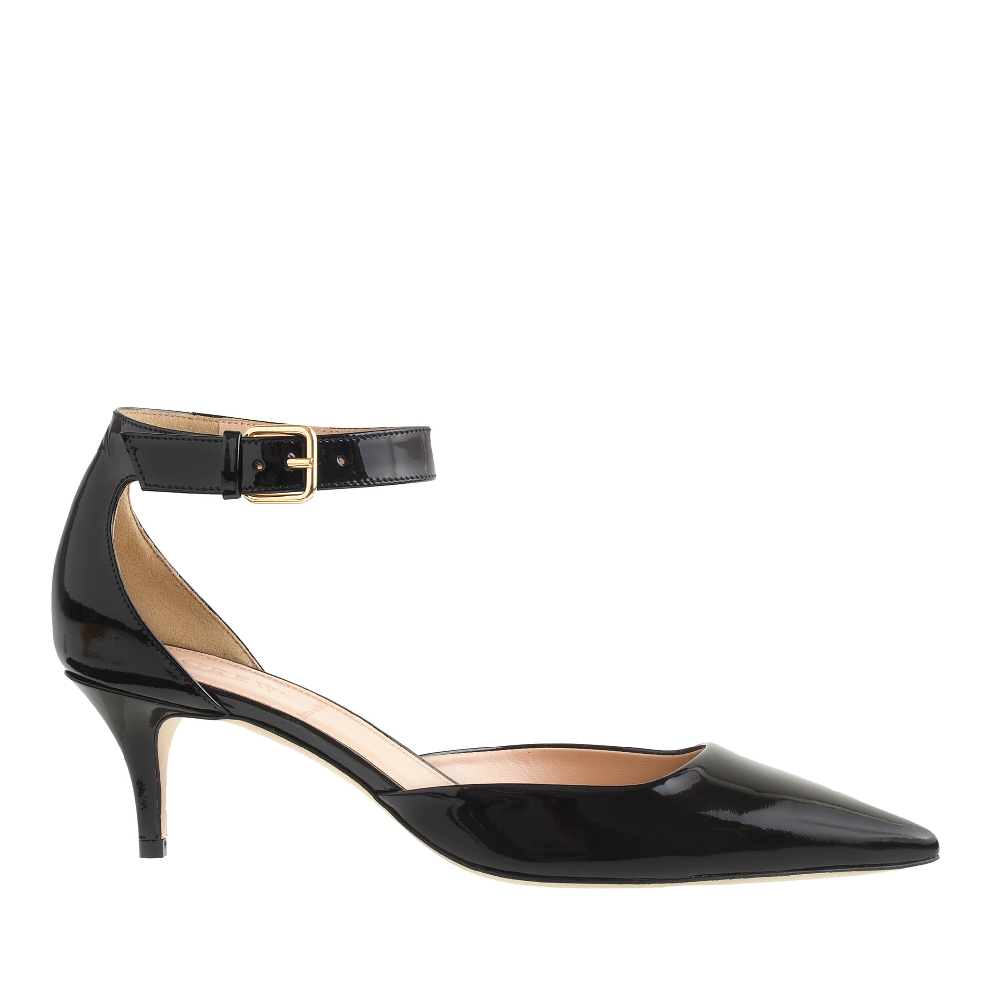 Lyst - J.Crew Dulci Patent Ankle-Strap Kitten Heels in Black