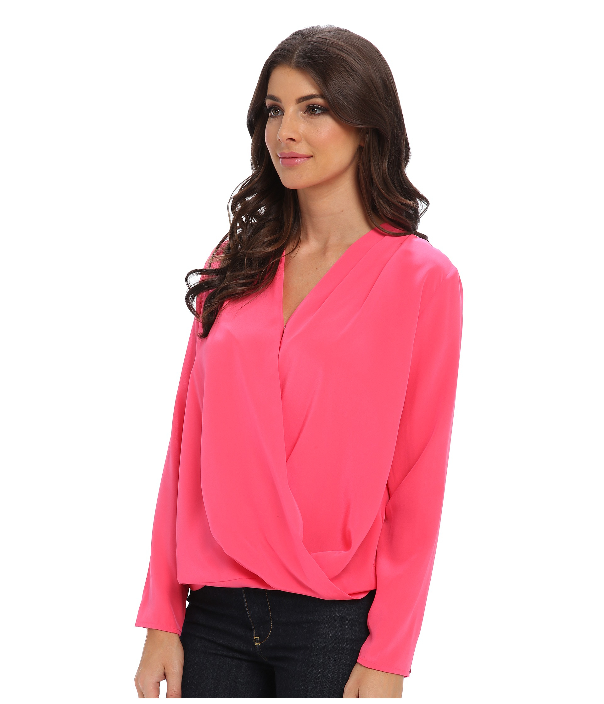 Amanda uprichard Crossover Blouse in Pink | Lyst