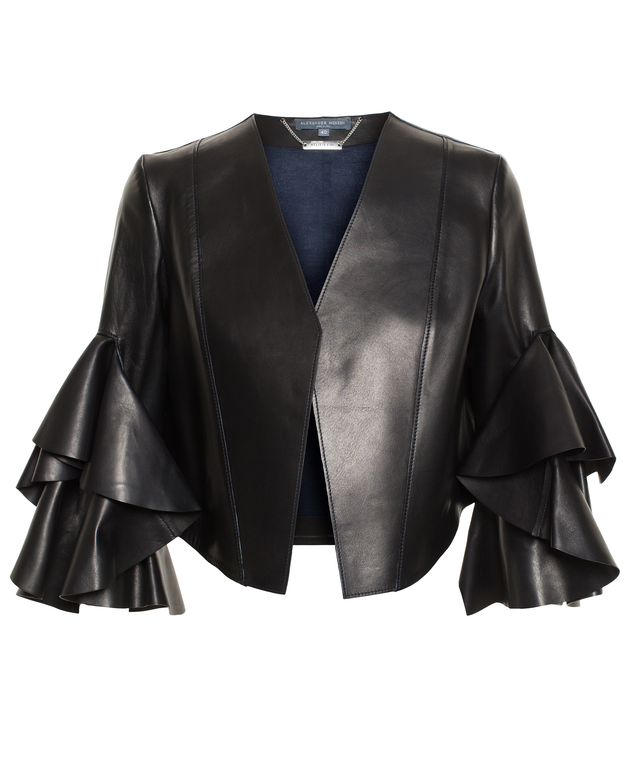 Lyst Alexander Mcqueen Cropped Leather Jacket In Black Gallery Previously Sold At Browns Women S Cropped Leather Jackets