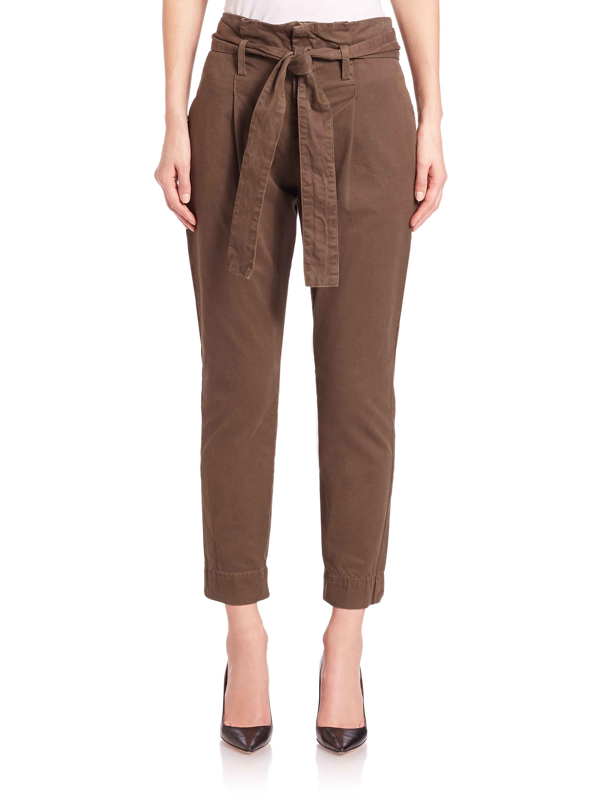 Lyst - Frame Le Skinny Paper Bag Trousers in Brown