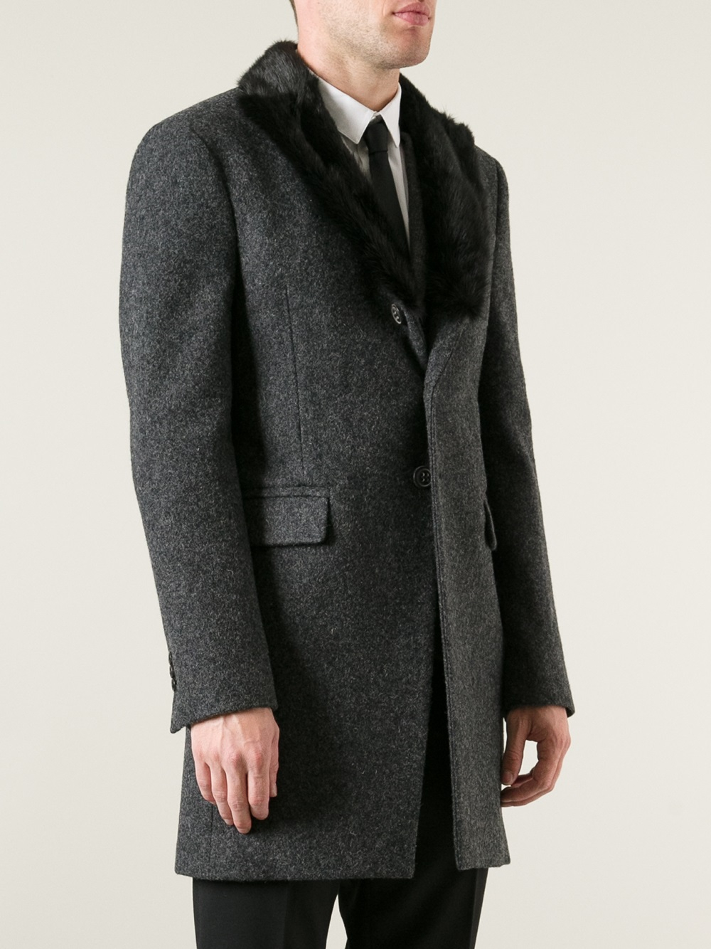 Lyst - Dsquared² Fur Lapels Overcoat in Gray for Men