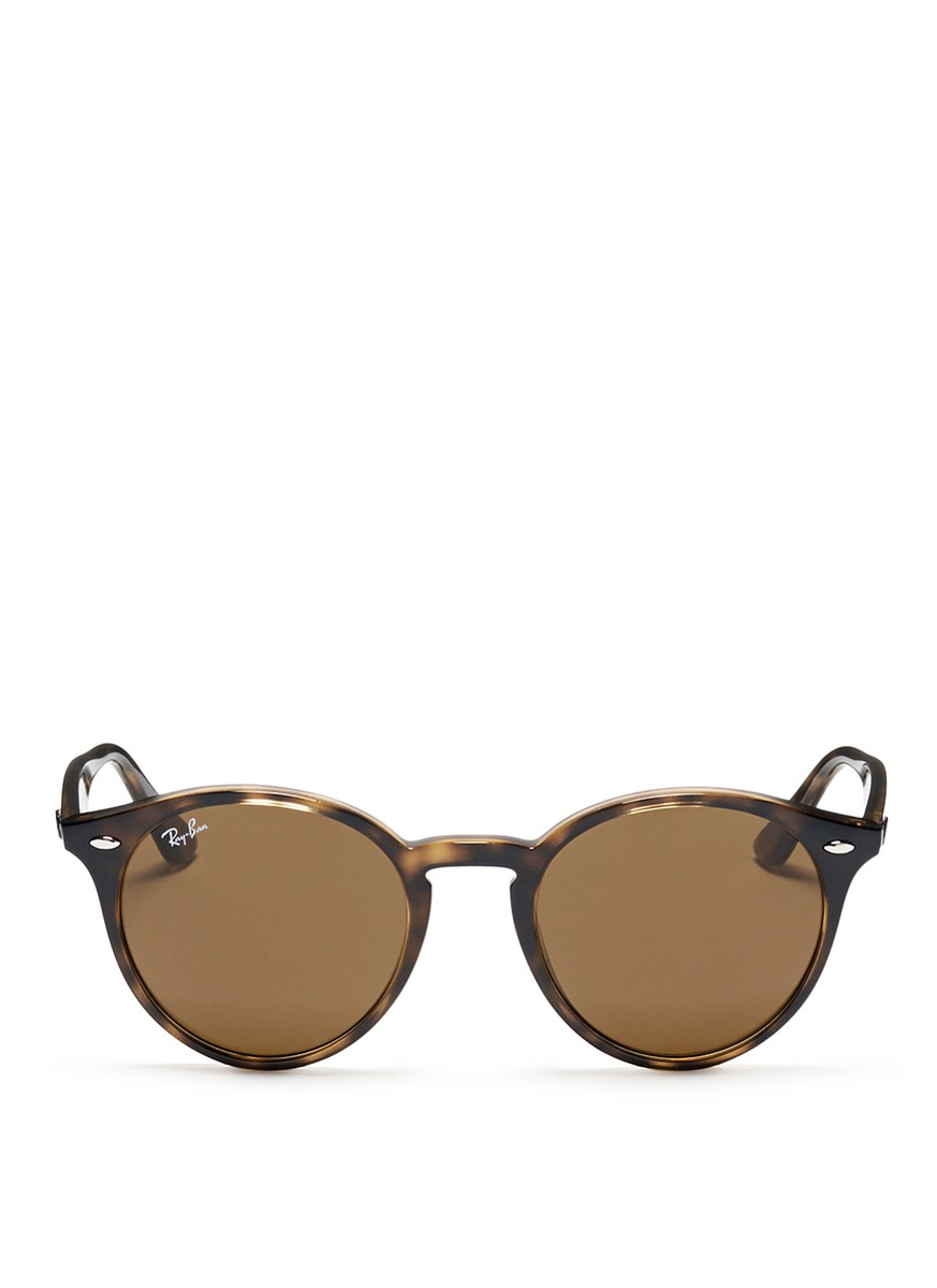 Ray Ban Rb2180 Round Frame Tortoiseshell Acetate Sunglasses In Brown 