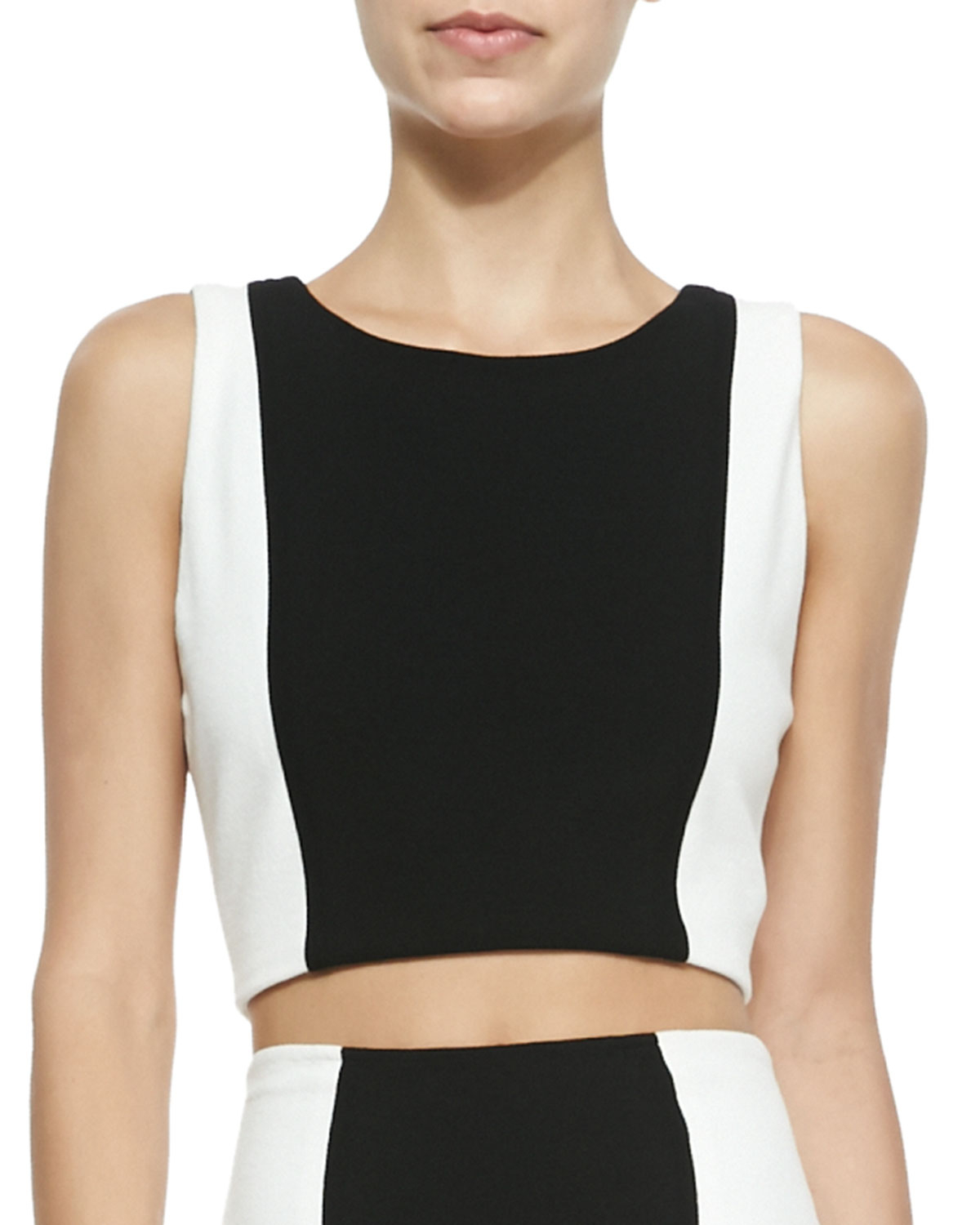 Two Tone Sleeveless Crop Top In Multicolor two tone sleeveless crop top in multicolor