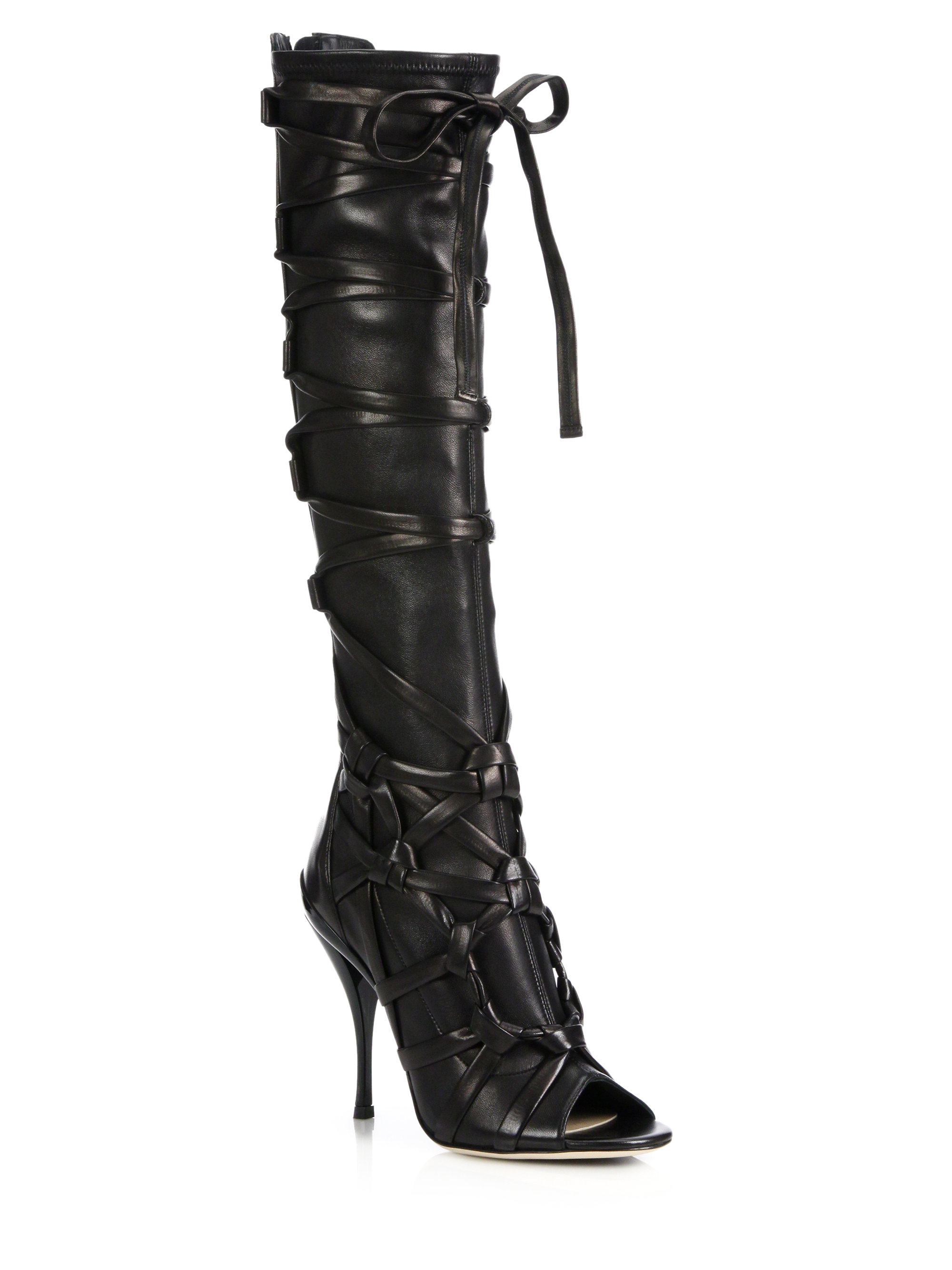 strappy leather boots