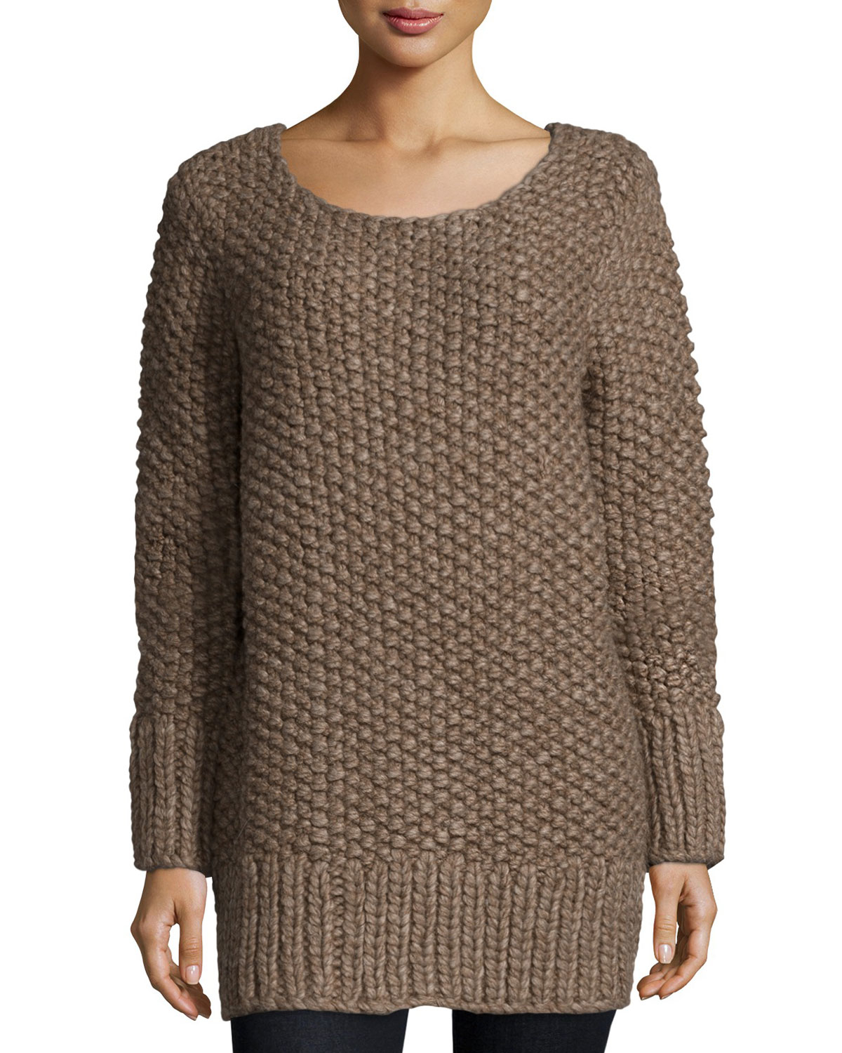 Michael kors Long-sleeve Textured Sweater in Brown | Lyst