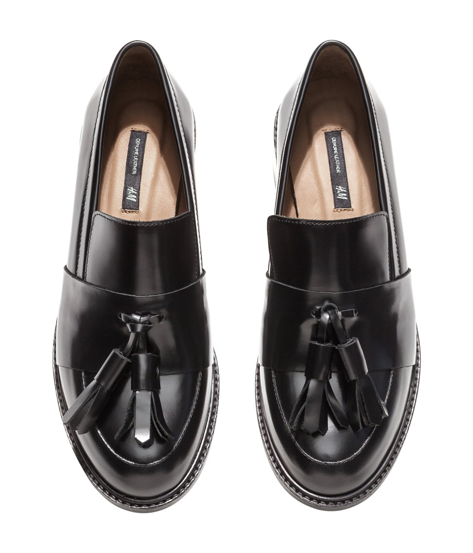 H&M Leather Loafers in Black - Lyst