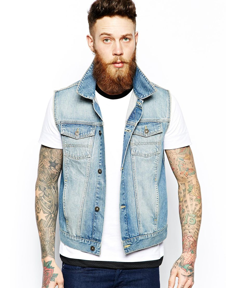 men's sleeveless denim jacket