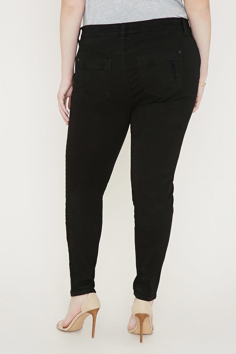 Lyst - Forever 21 Plus Size Distressed Jeans in Black