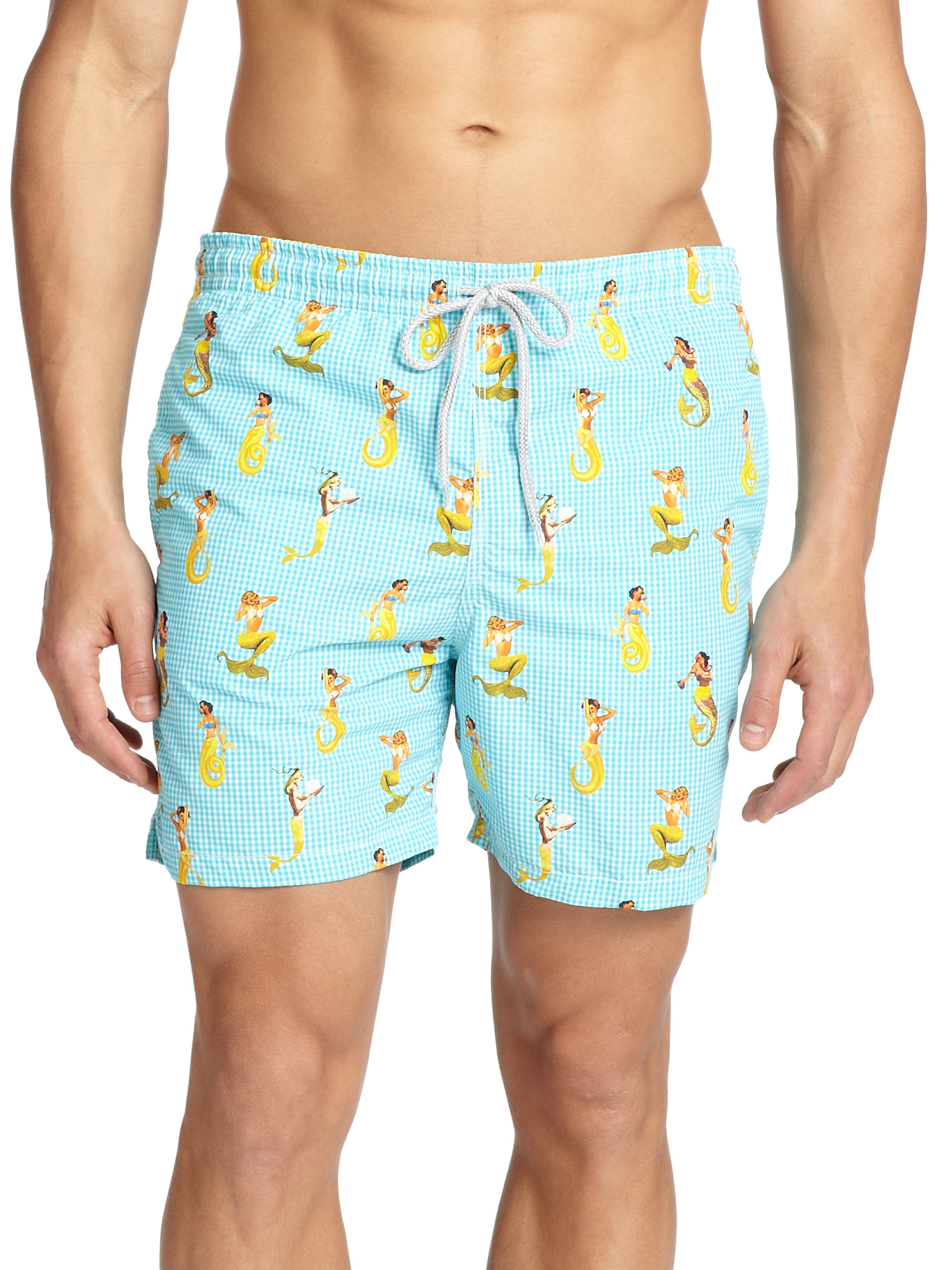 Lyst Saks Fifth Avenue Mermaidprint Swim Trunks in Blue for Men