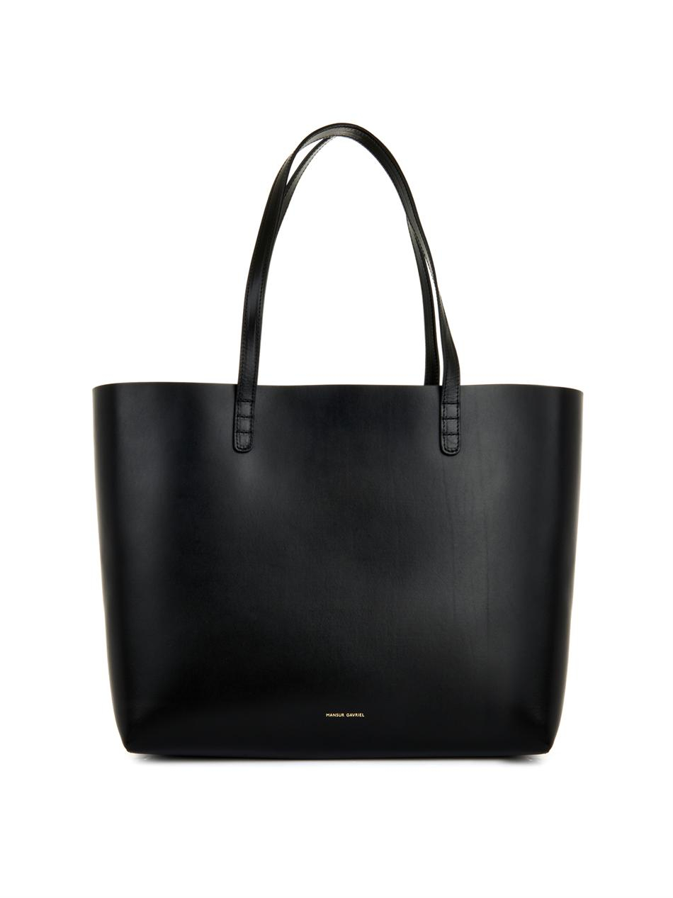 Mansur gavriel Large Leather Tote in Black | Lyst