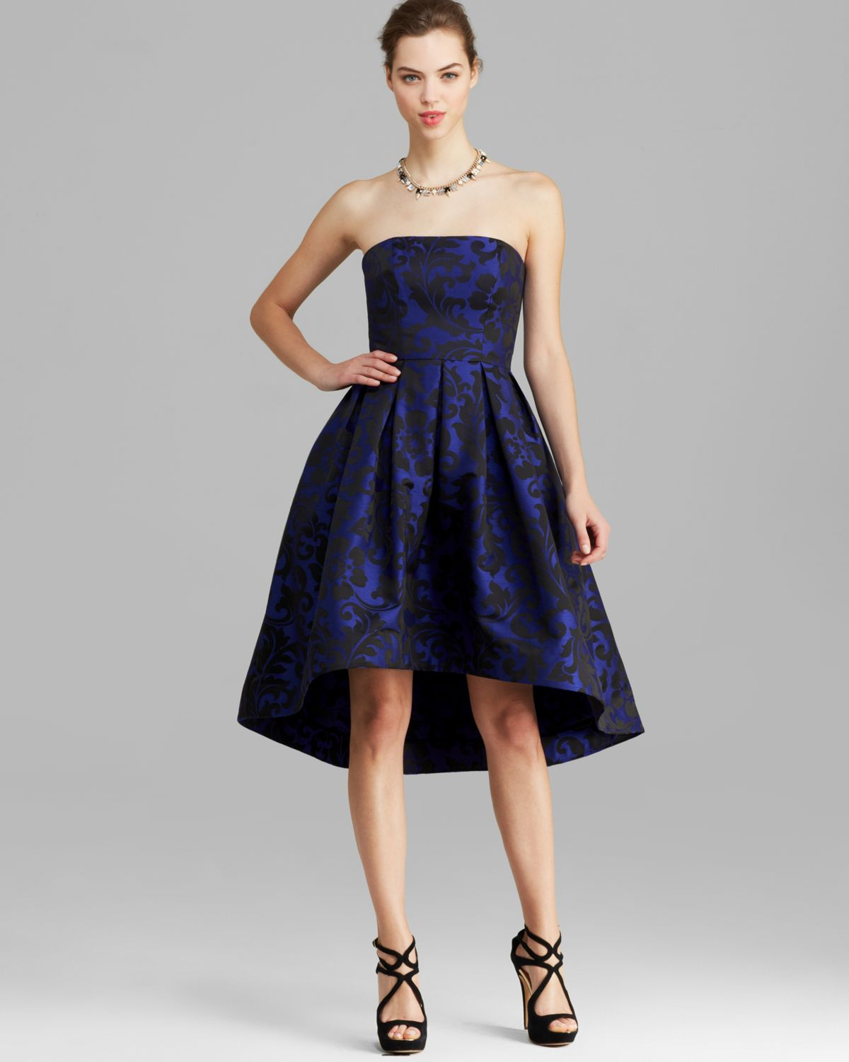 Ml Monique Lhuillier Dress - Strapless Print High/Low in Blue (Cobalt ...