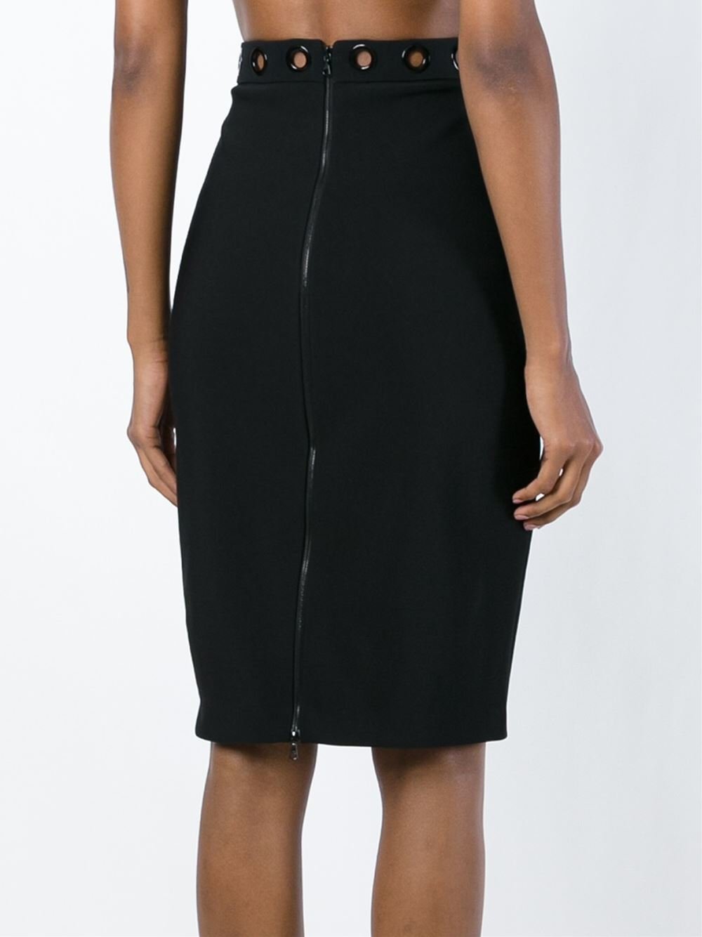 Mugler Eyelet Embellished Pencil Skirt in Black | Lyst