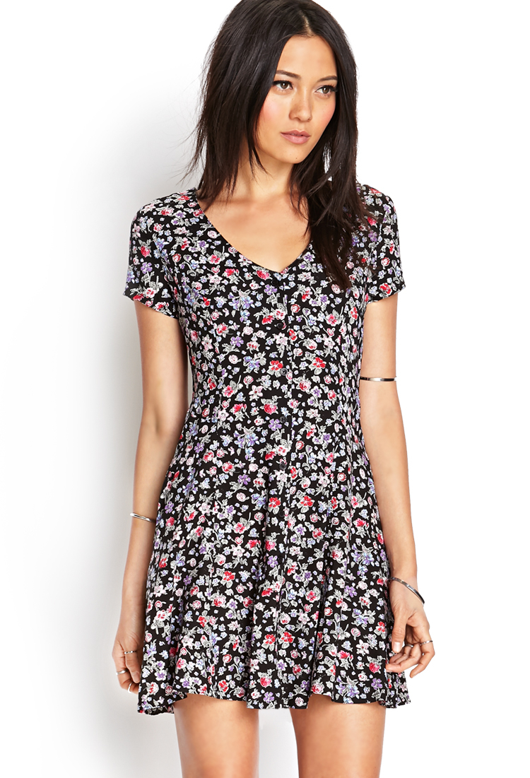 Forever 21 Ditsy Floral Buttoned Dress | Lyst