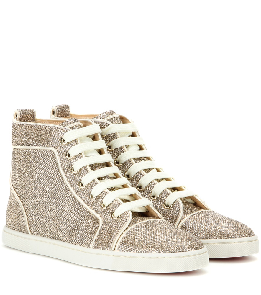 Christian louboutin Bip Bip High-top Sneakers in Gold | Lyst