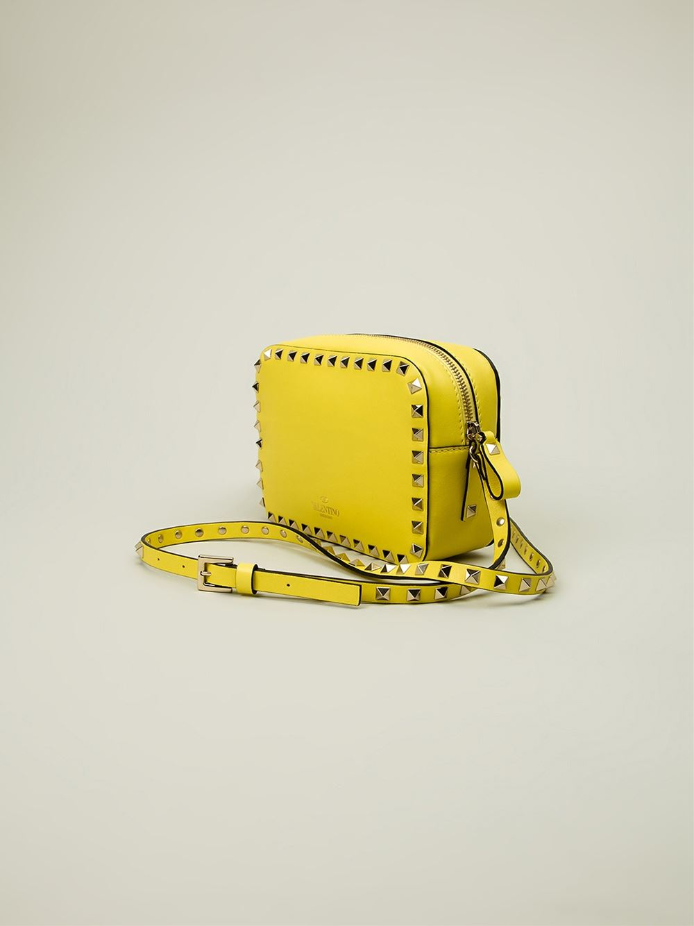 Valentino Rockstud Leather Cross-body Bag in Yellow (yellow & orange) | Lyst