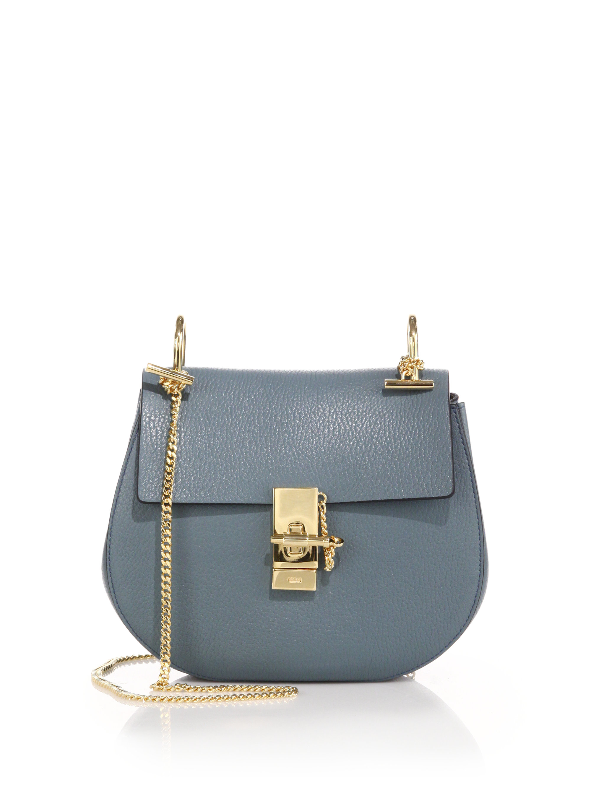 Chlo Drew Small Leather Shoulder Bag in Blue (cloudy blue) | Lyst
