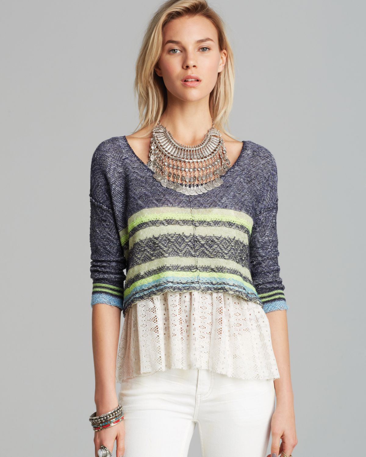 Lyst - Free People Pullover Take Charge Twofer in Blue