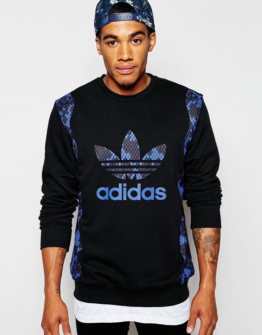 Adidas originals Sweatshirt With Snake Print Ab7644 in Black for Men | Lyst