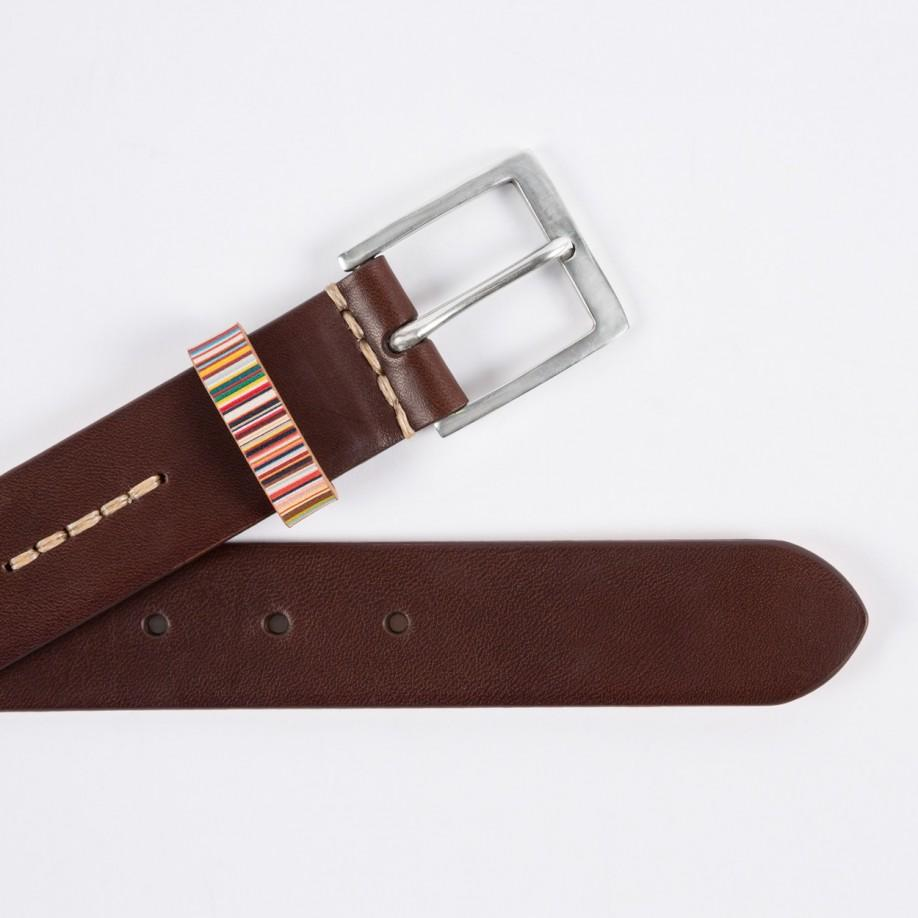 Lyst - Paul Smith Men's Brown Signature Stripe Keeper Belt in Brown for Men