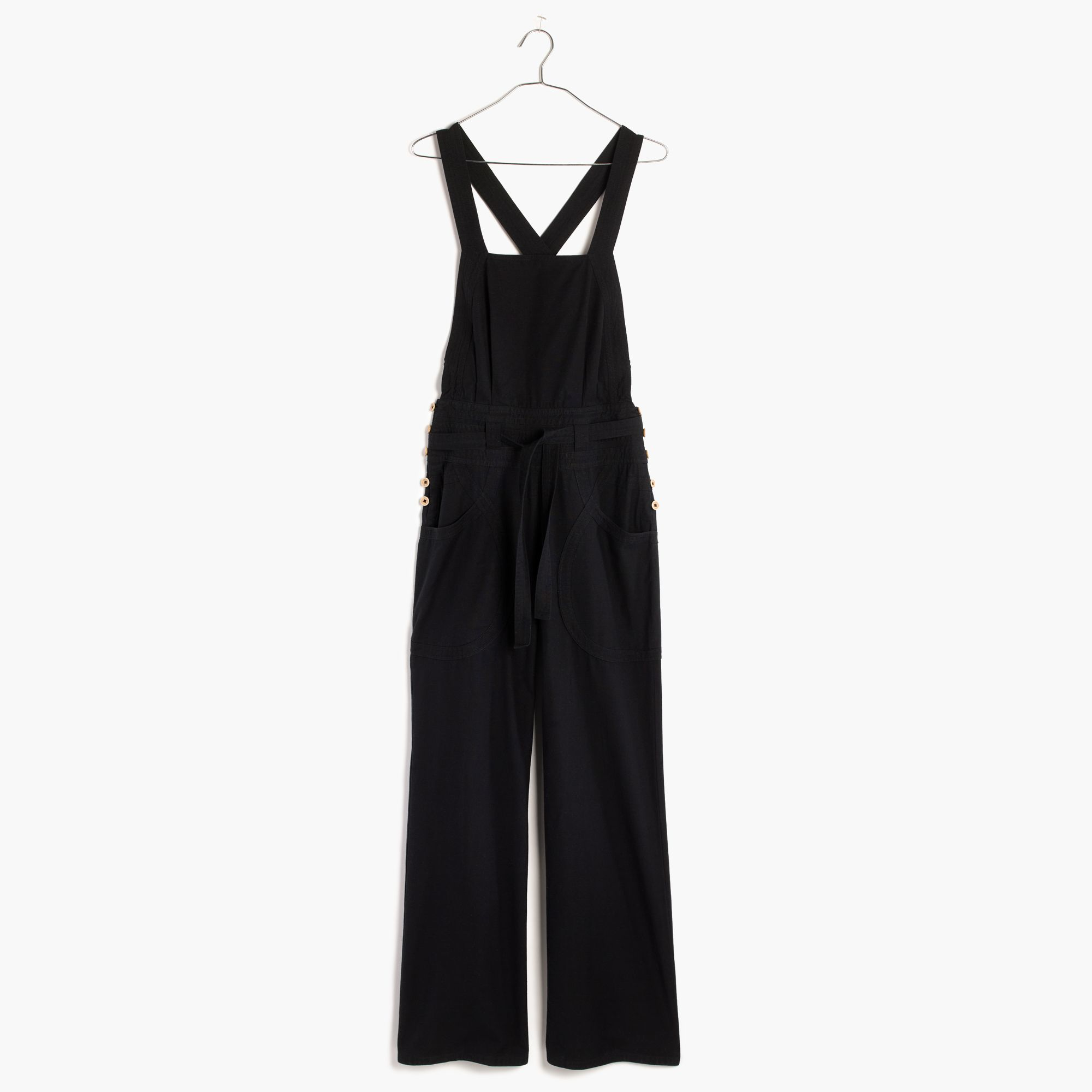 madewell black denim overalls