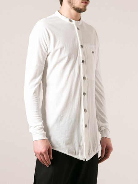 Lost & Found Collarless Shirt in White for Men | Lyst