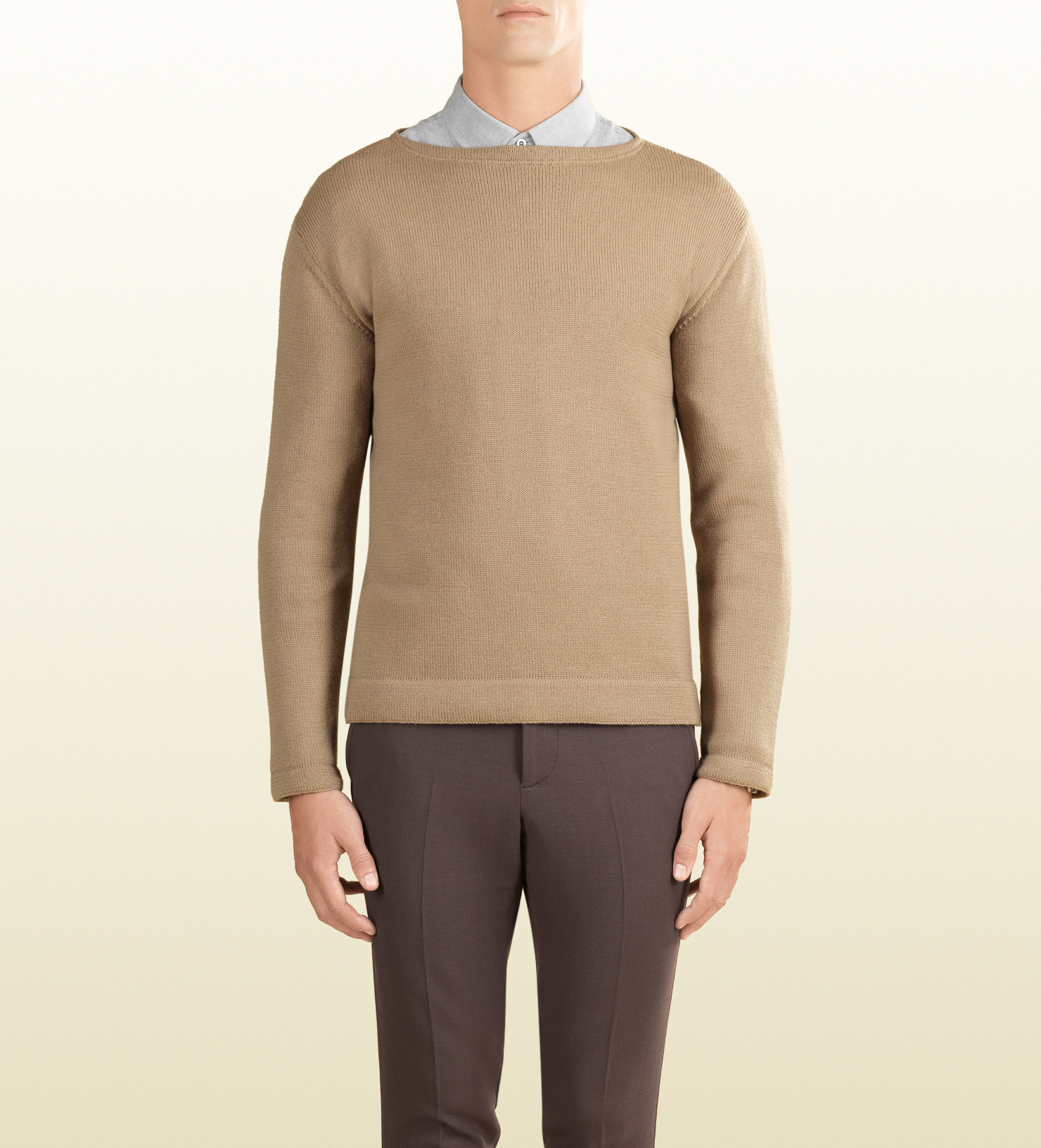 Lyst - Gucci Wool Crew Neck Sweater in Natural for Men