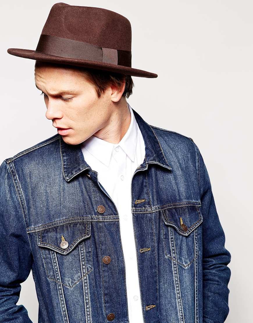 Lyst Asos Pork Pie Hat In Brown Felt With Wide Brim in Brown for Men Lyst Asos Pork Pie Hat In Brown Felt With Wide Brim in Brown for Men