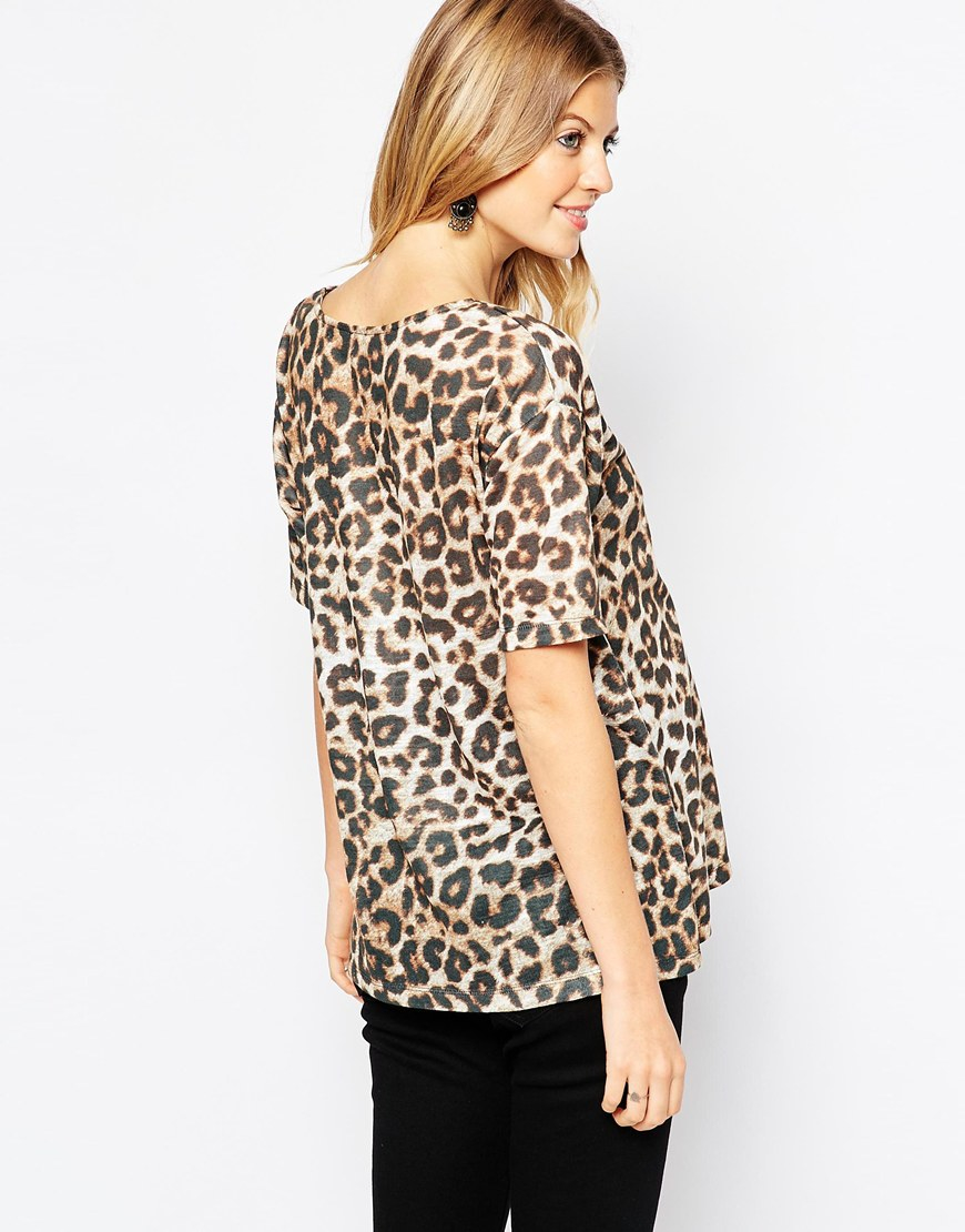 Lyst - Asos V Neck Leopard Print Top