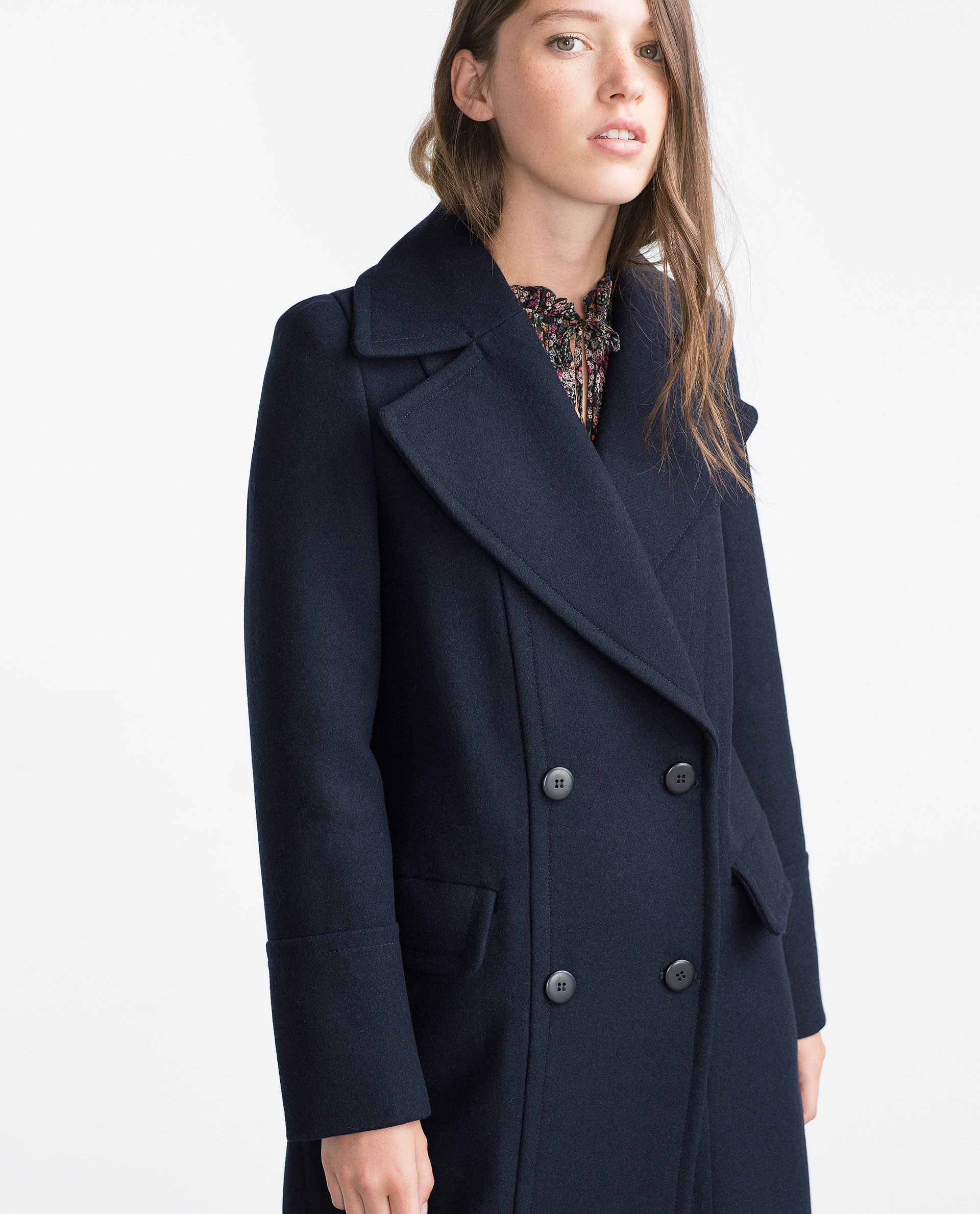 Zara Long Coat in Blue Lyst