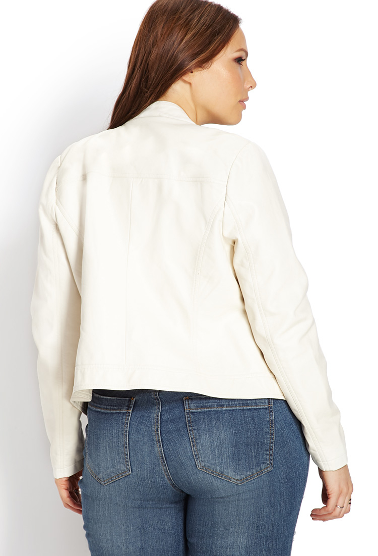 Lyst - Forever 21 Plus Size Everyday Faux Leather Jacket in White