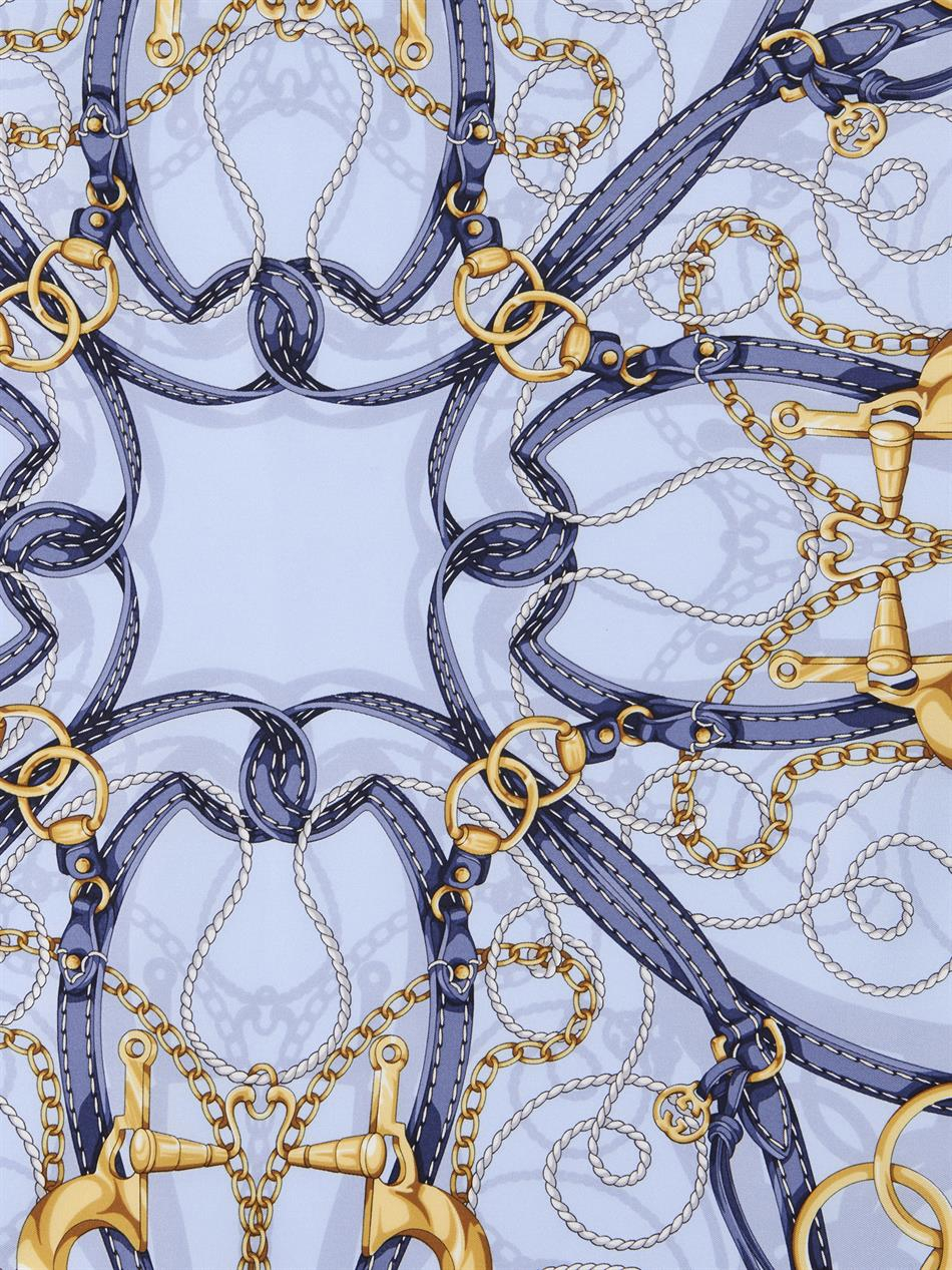 Gucci HorsebitPrint Silk Scarf in Blue Lyst