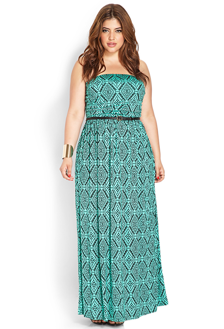 Forever 21 Voyager Strapless Maxi Dress in Green (GREEN/BLACK) | Lyst
