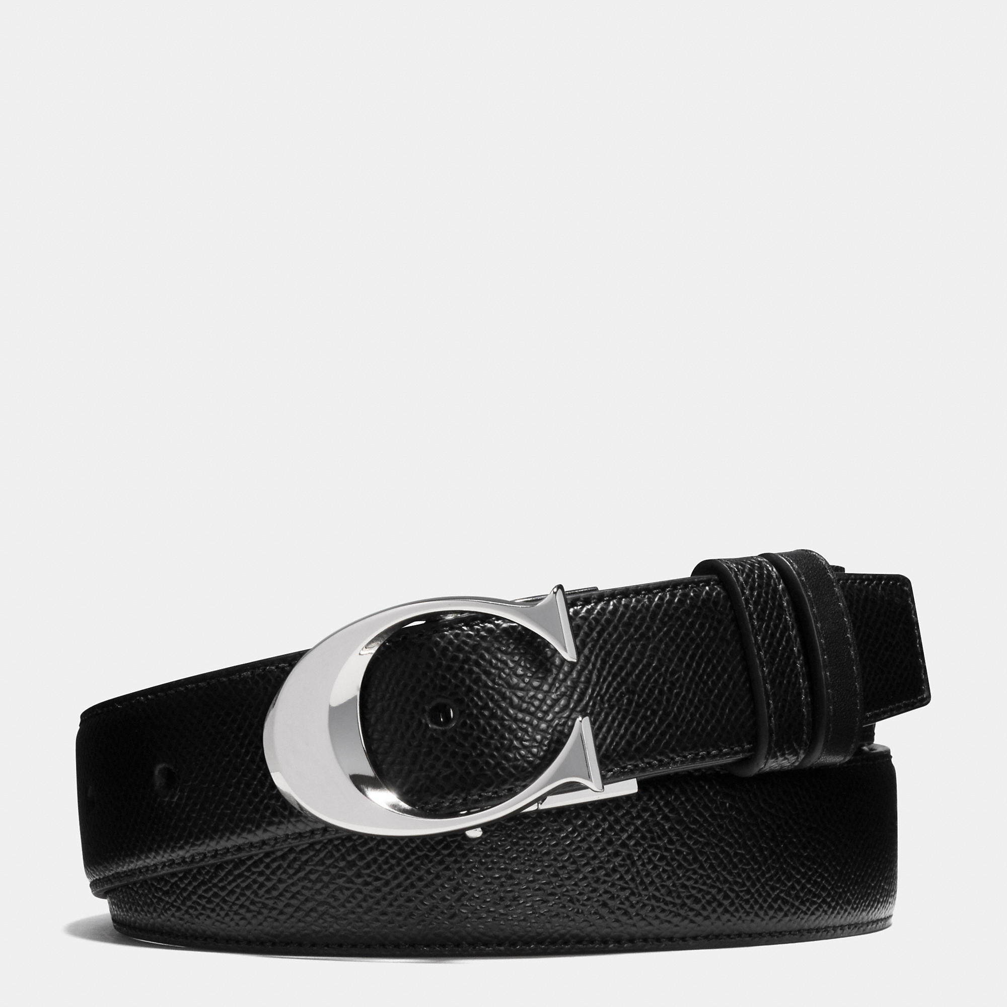 Lyst - Coach Sculpted C Cut-to-size Reversible Textured Leather Belt in Black