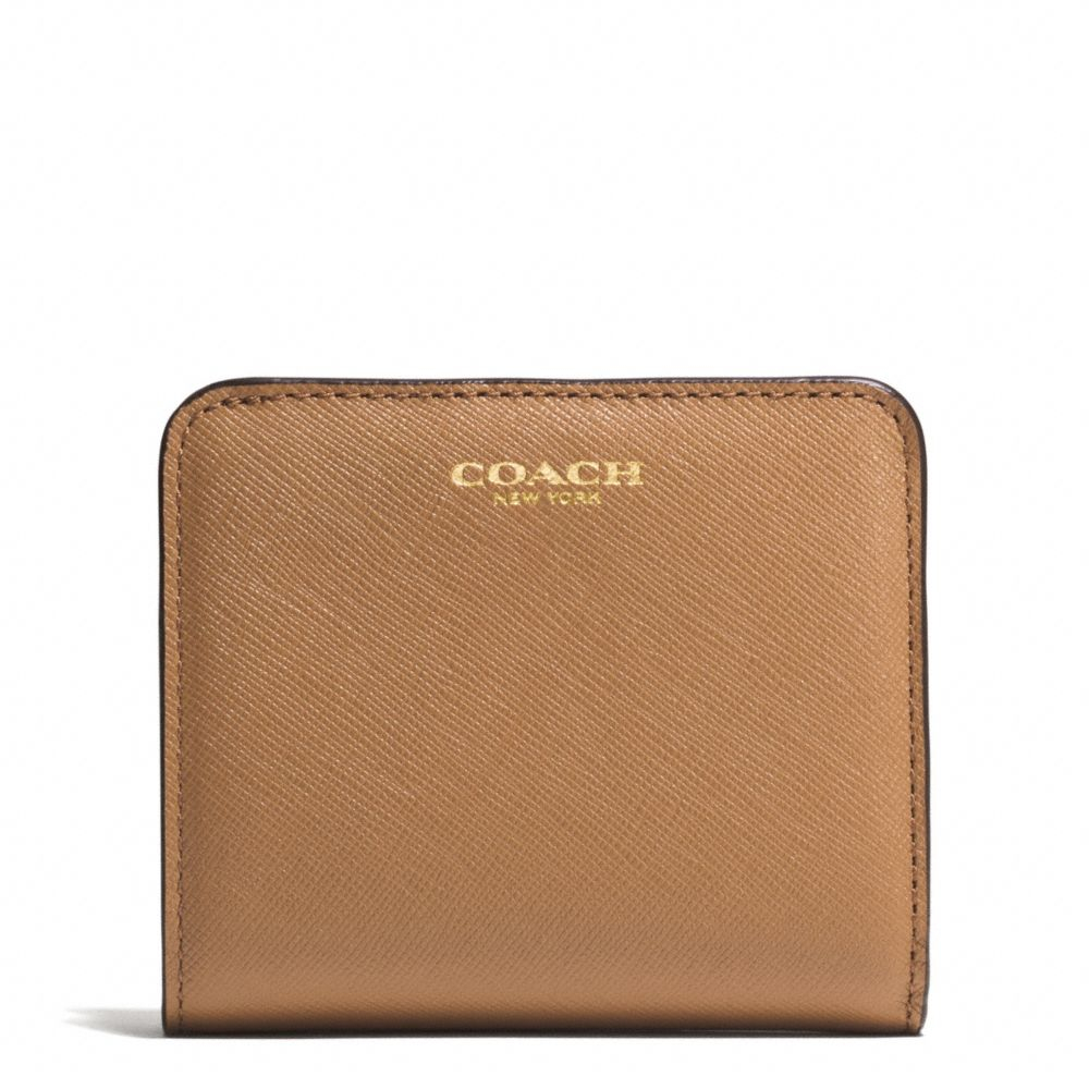 Coach Small Wallet in Saffiano Leather in Brown (LIGHT GOLD/BRINDLE) | Lyst