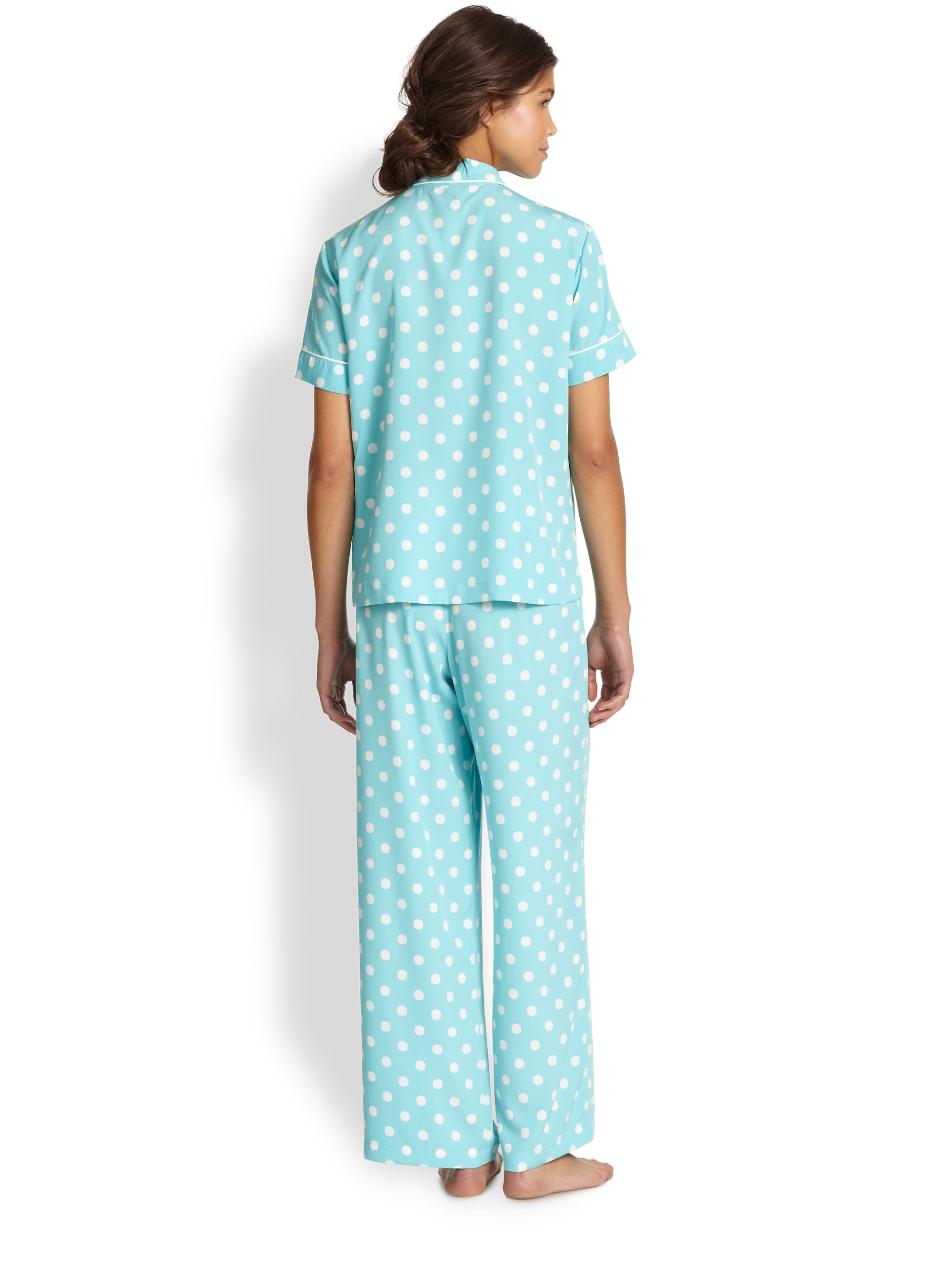 Natori Polka Dot Short Sleeve Pajamas in Blue - Lyst