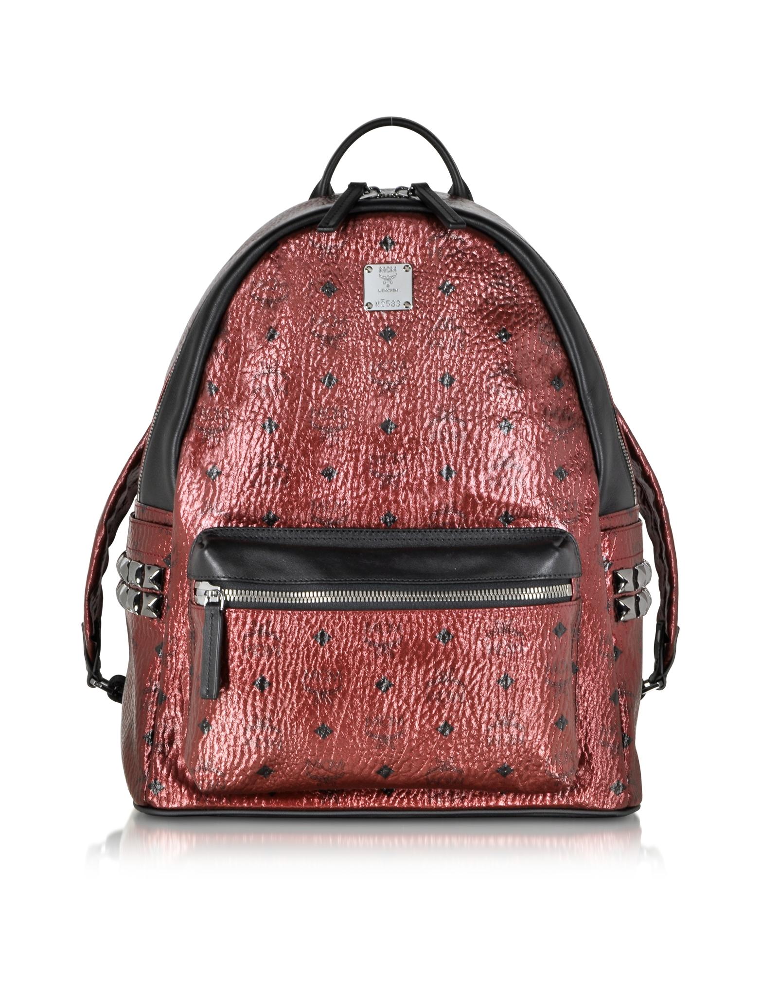 MCM Metallic Medium Stark Backpack in Red - Lyst