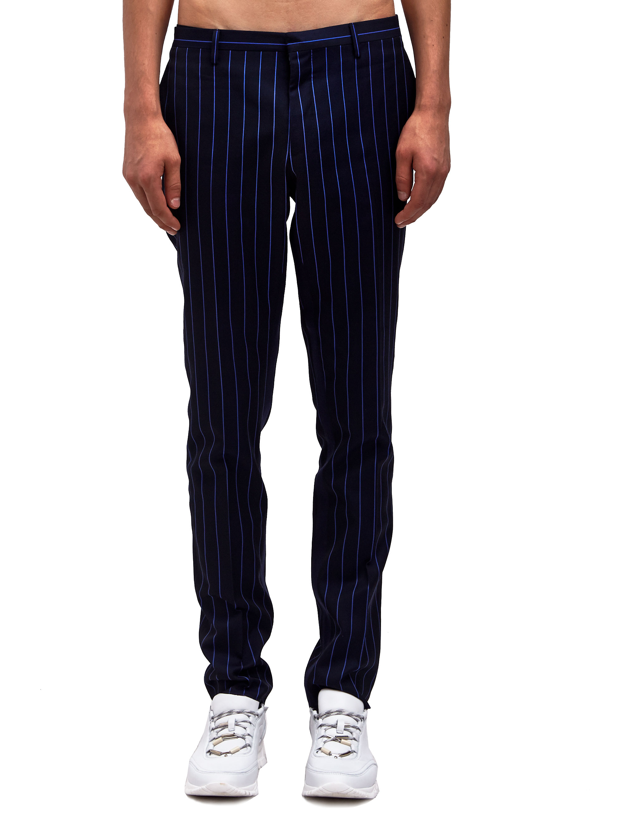 Lanvin Mens Slim Fit Striped Pants in Blue for Men | Lyst