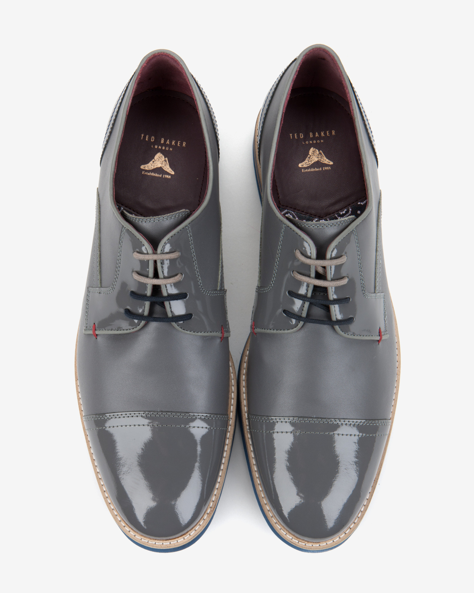 Ted Baker Textured Leather Derby Shoes in Gray for Men Lyst